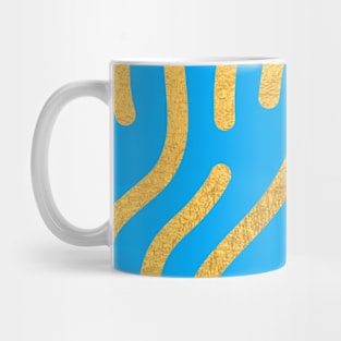 Light Blue Gold colored abstract lines pattern Mug